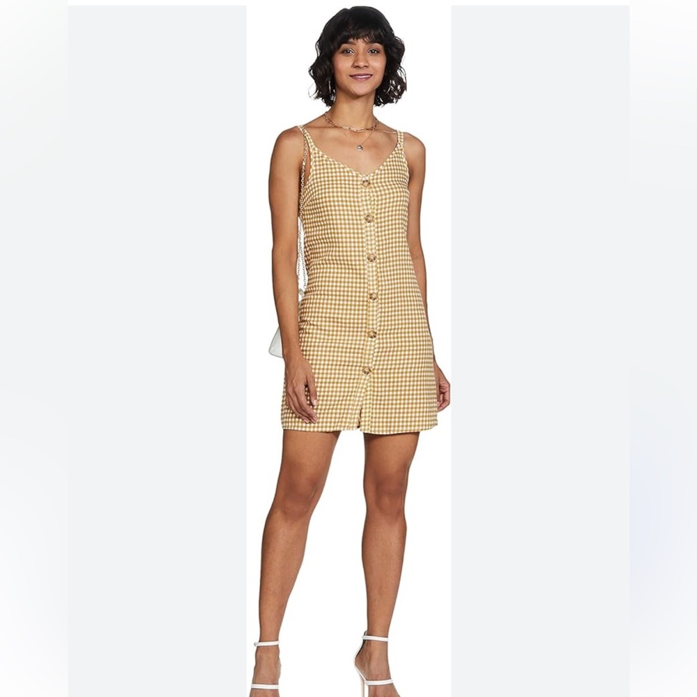 Cotton On Yellow Gingham Button-Front Mini Dress